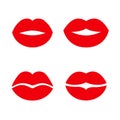 Red imprint kiss lips set icons Ã¢â¬â 